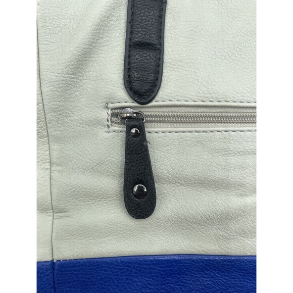 CLARKS Women's Over the Shoulder Tri-Color Laptop Tote - Cream, Blue, Black - Picture 16 of 16